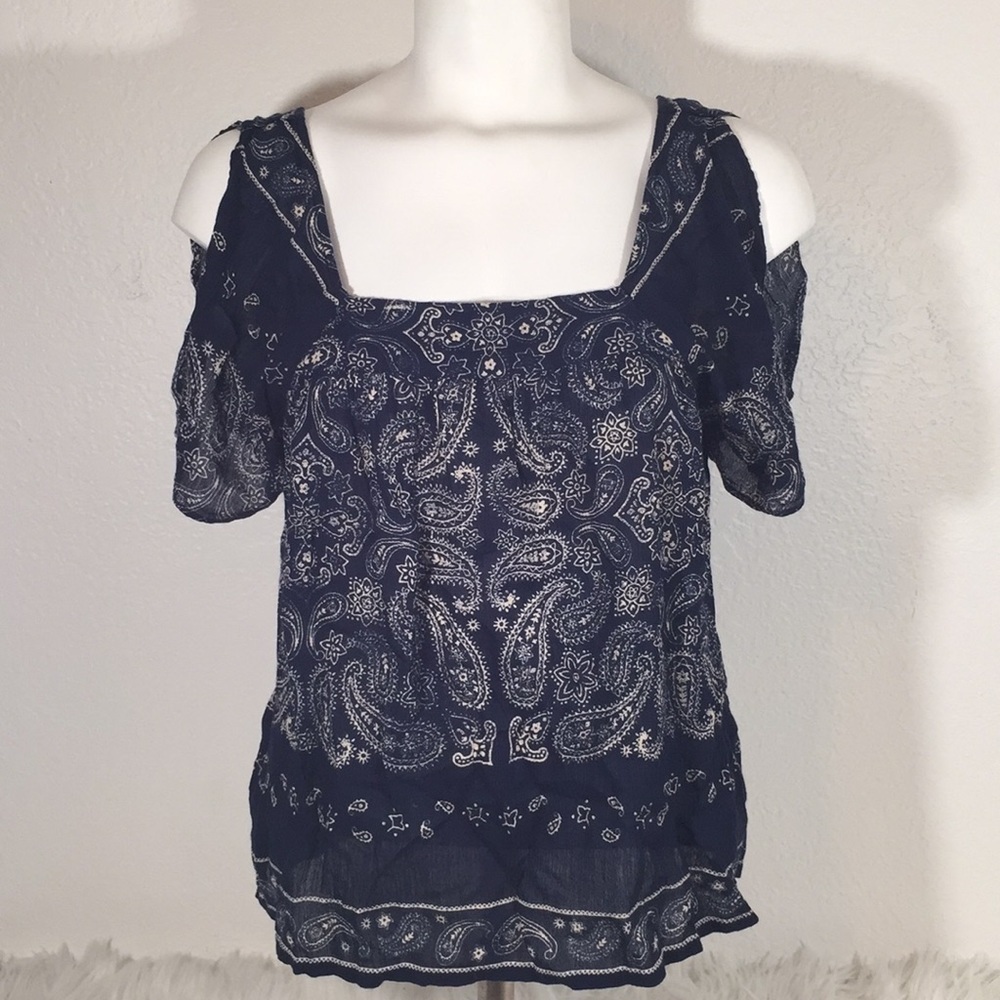 Lucky Brand Live in Love Bandana Blouse small